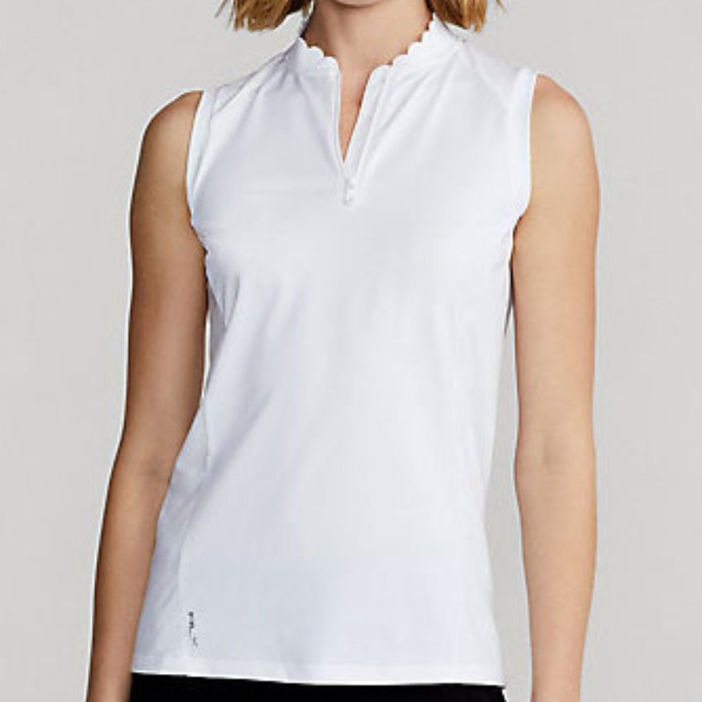 RALPH LAUREN QUARTER ZIP SLEEVELESS POLO